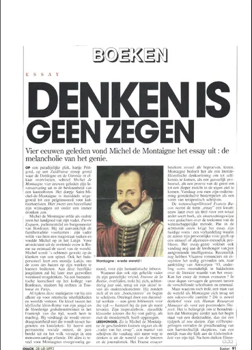 Montaigne - Denken Is Geen Zegen